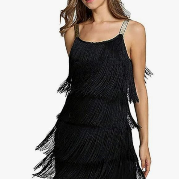 L'VOW 1920s XXL Gatsby Fringed Costume Flapper Dresses with Headband NWT - Picture 2 of 6